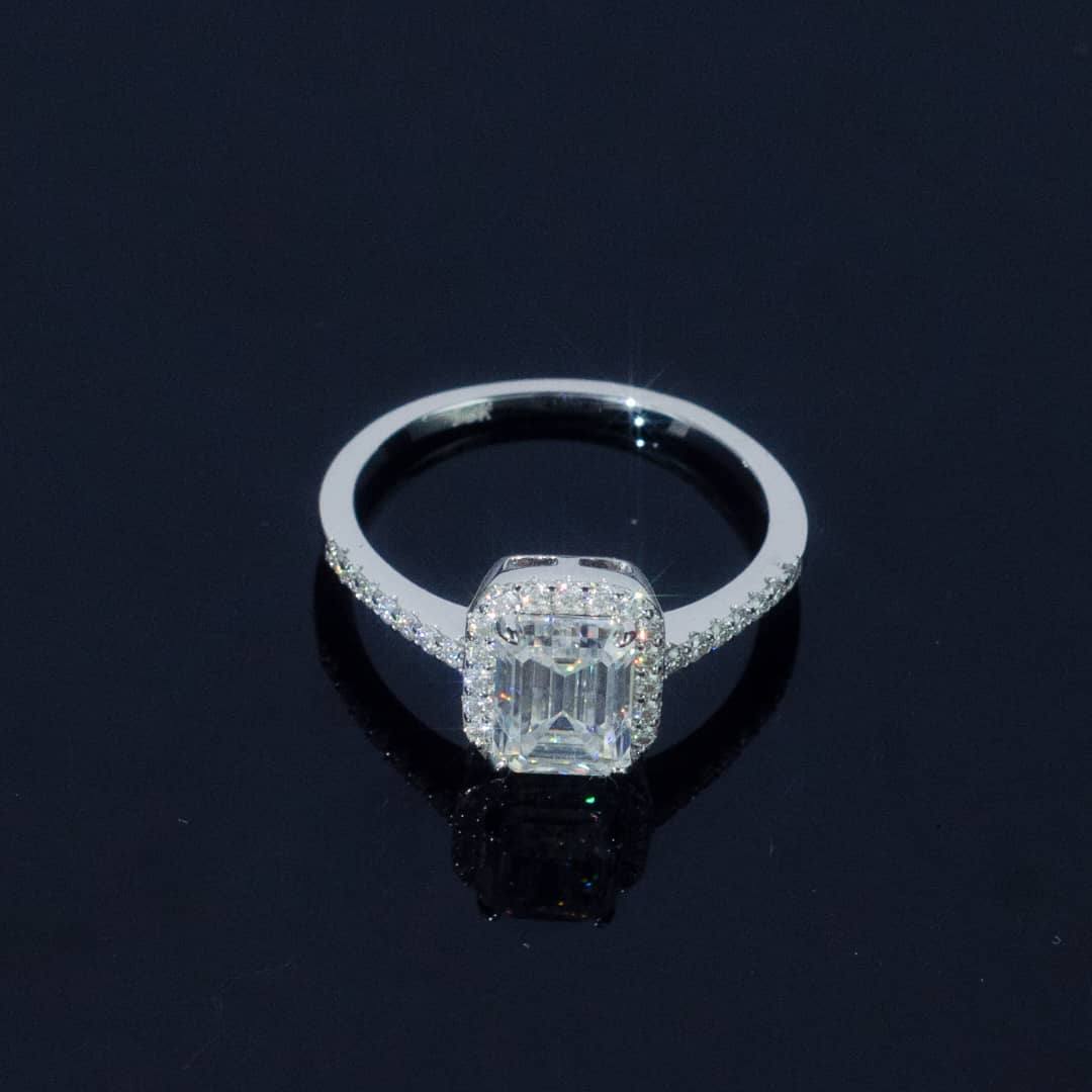 VVS Emerald-Cut Moissanite Engagement Ring