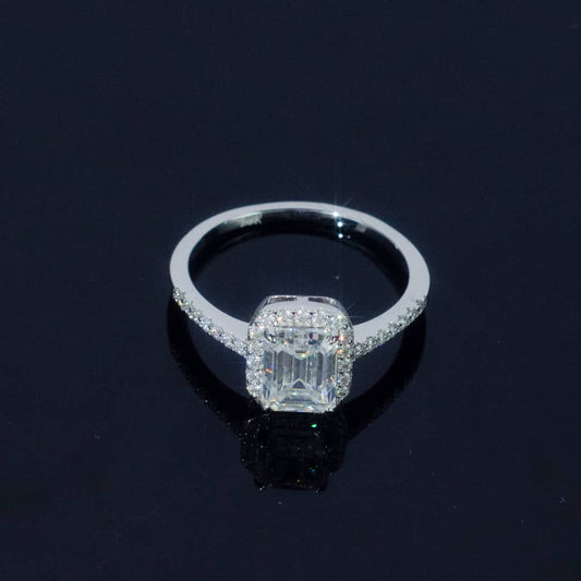 VVS Emerald-Cut Moissanite Engagement Ring